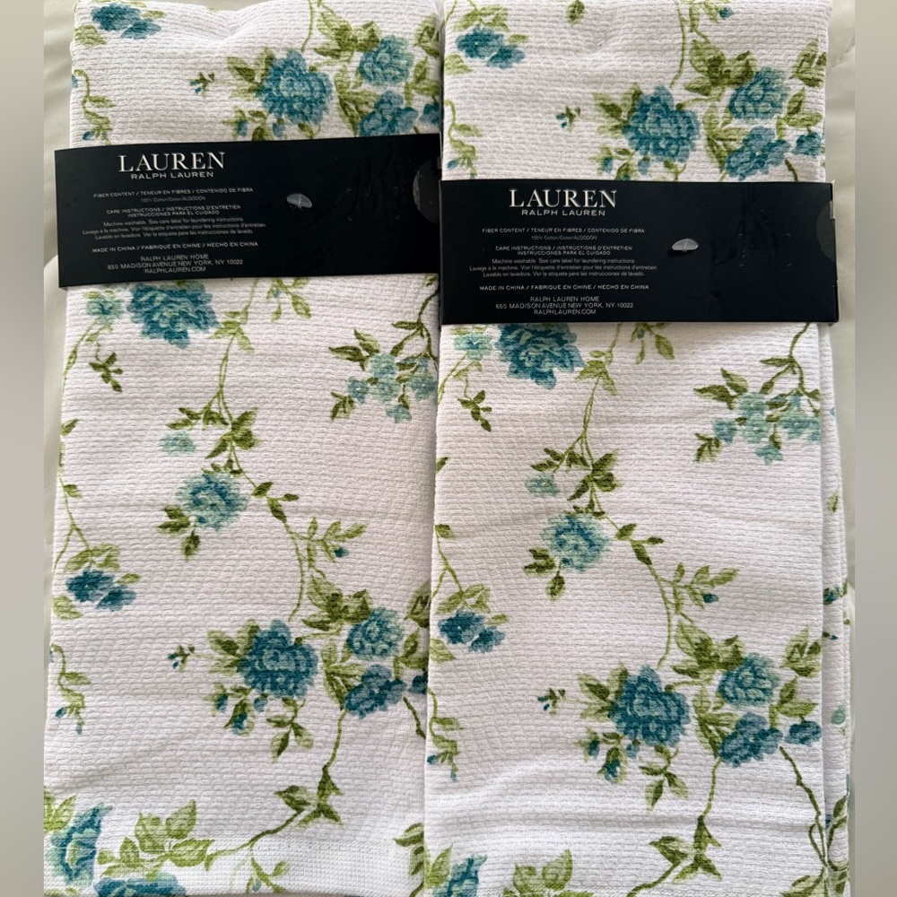 Lauren Ralph Lauren Floral Cotton Kitchen Towels Set Lot of 2 (4 Towels Total) - Picture 4 of 4
